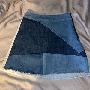 Color block denim skirt